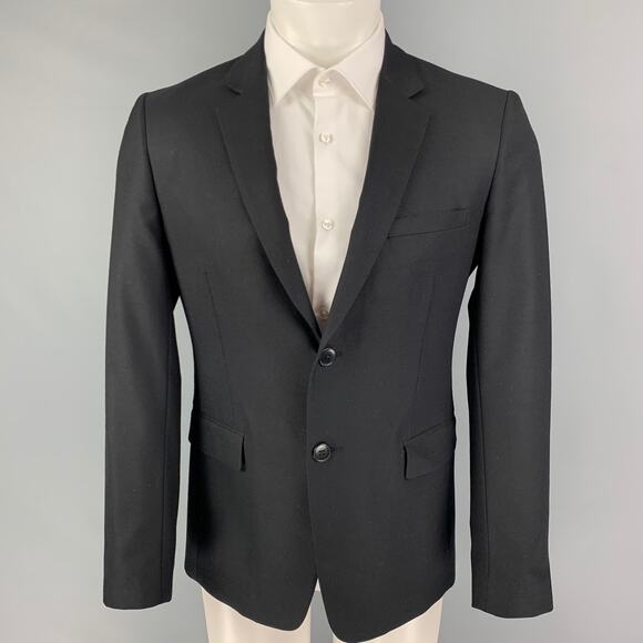 THEORY Size 38 Short Black Wool Notch Lapel Sport Coat - Picture 1 of 1